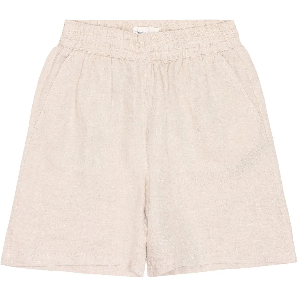 Posey wide mid-rise linen shorts in light feather grey