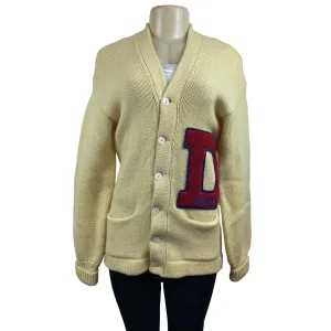 Princeton Vintage 50's Women’s White Wool With Knitted Letter D Sweater