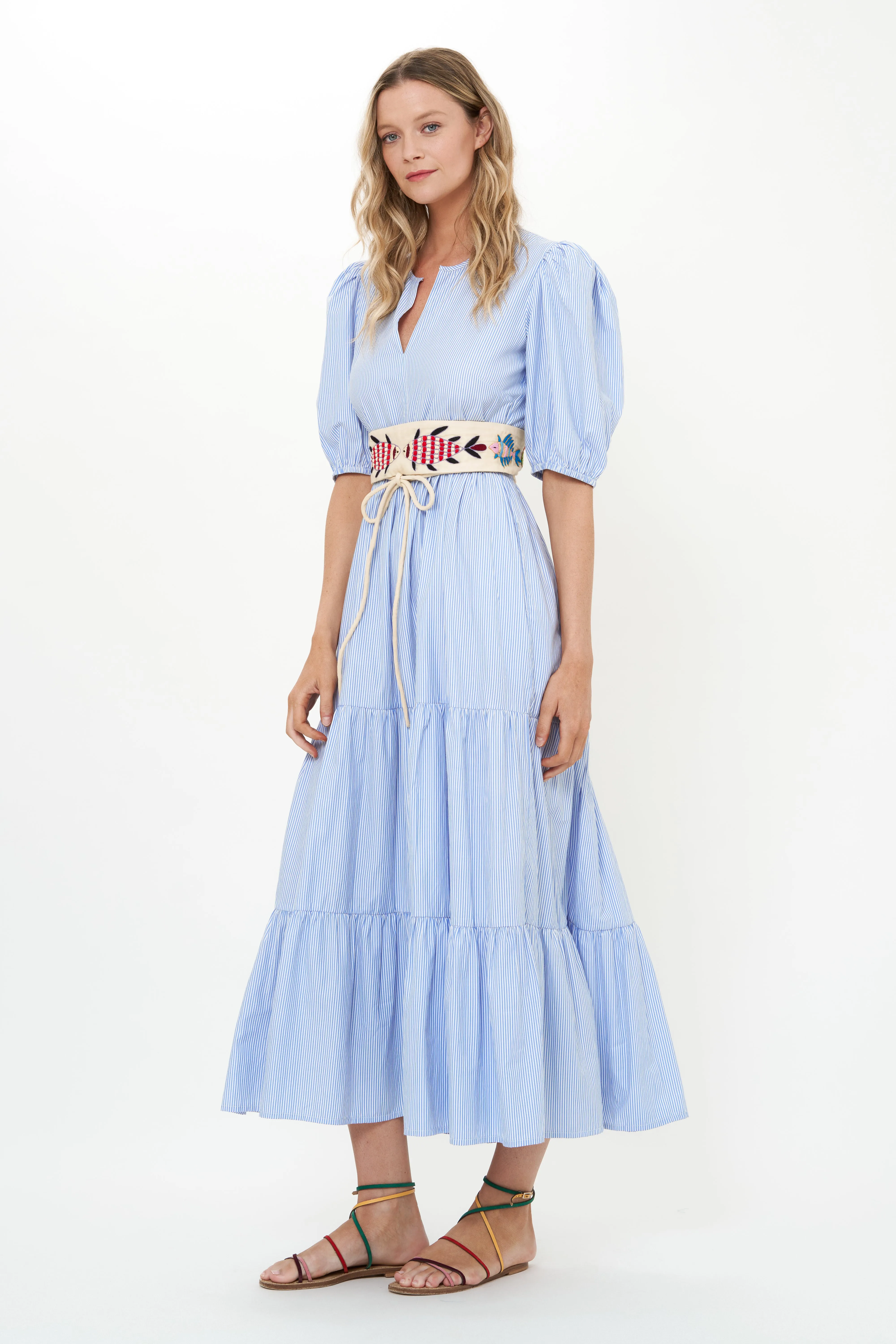 Puff Sleeve Maxi- Chatham Blue