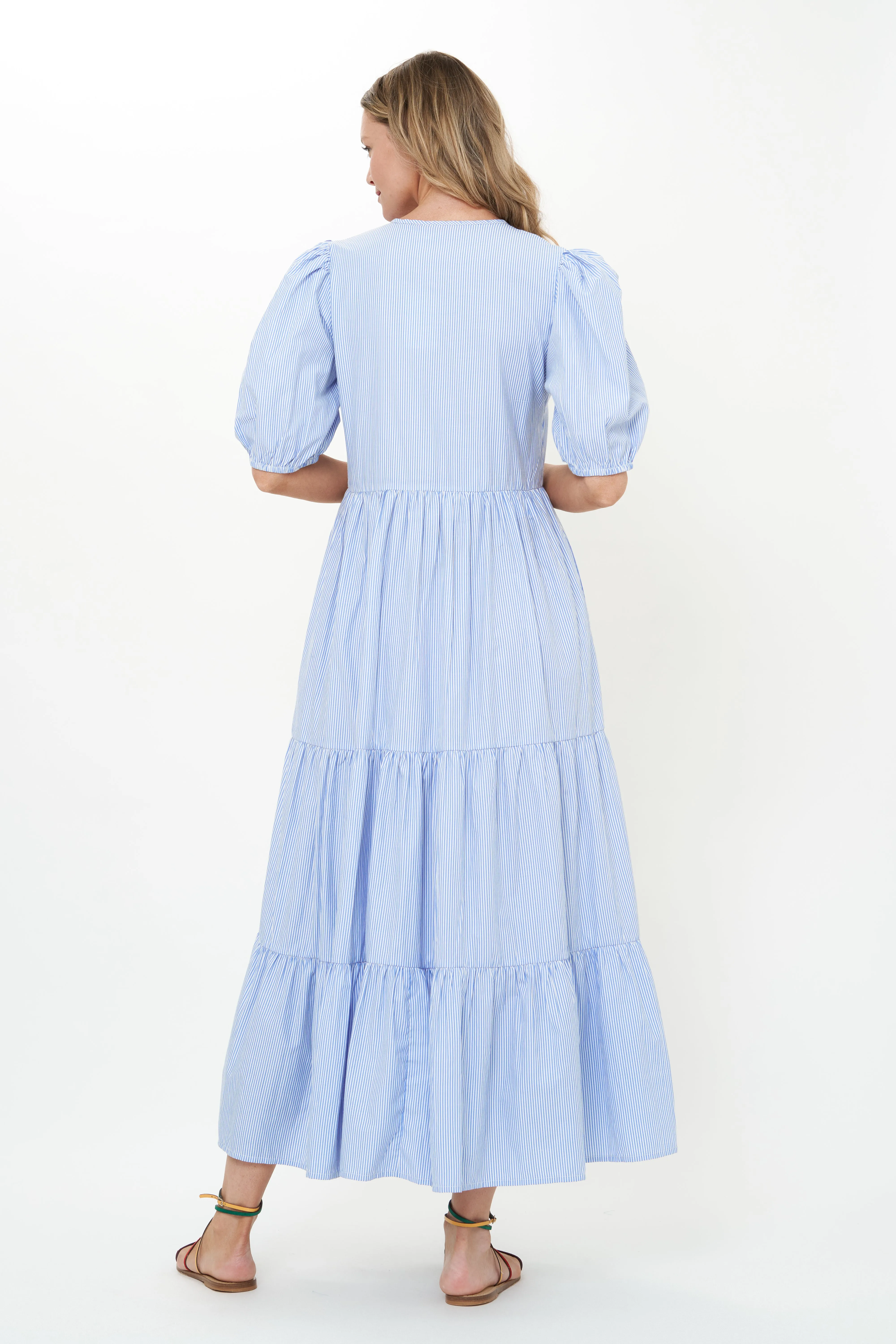 Puff Sleeve Maxi- Chatham Blue