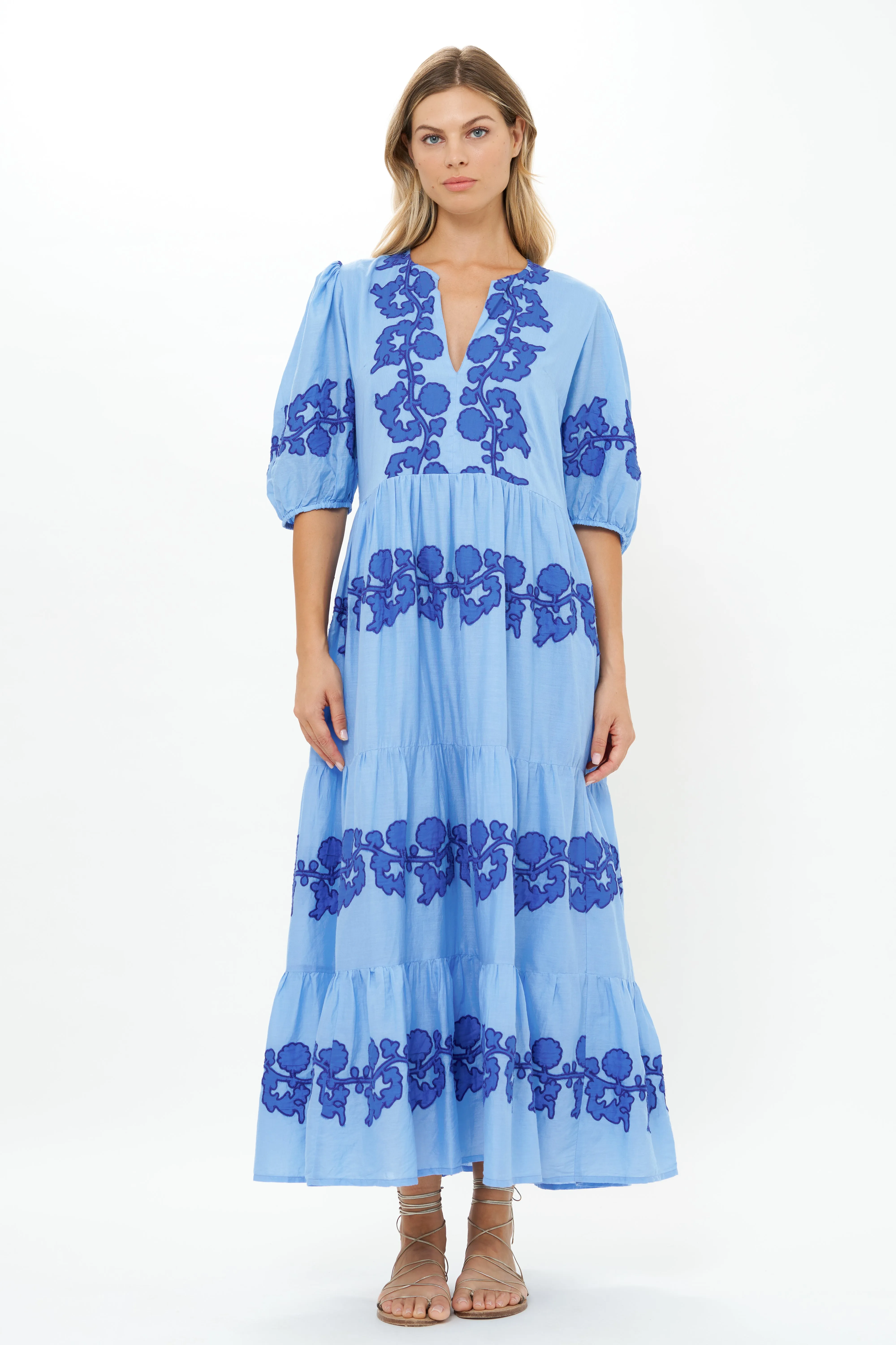Puff Sleeve Maxi- Tangier Blue