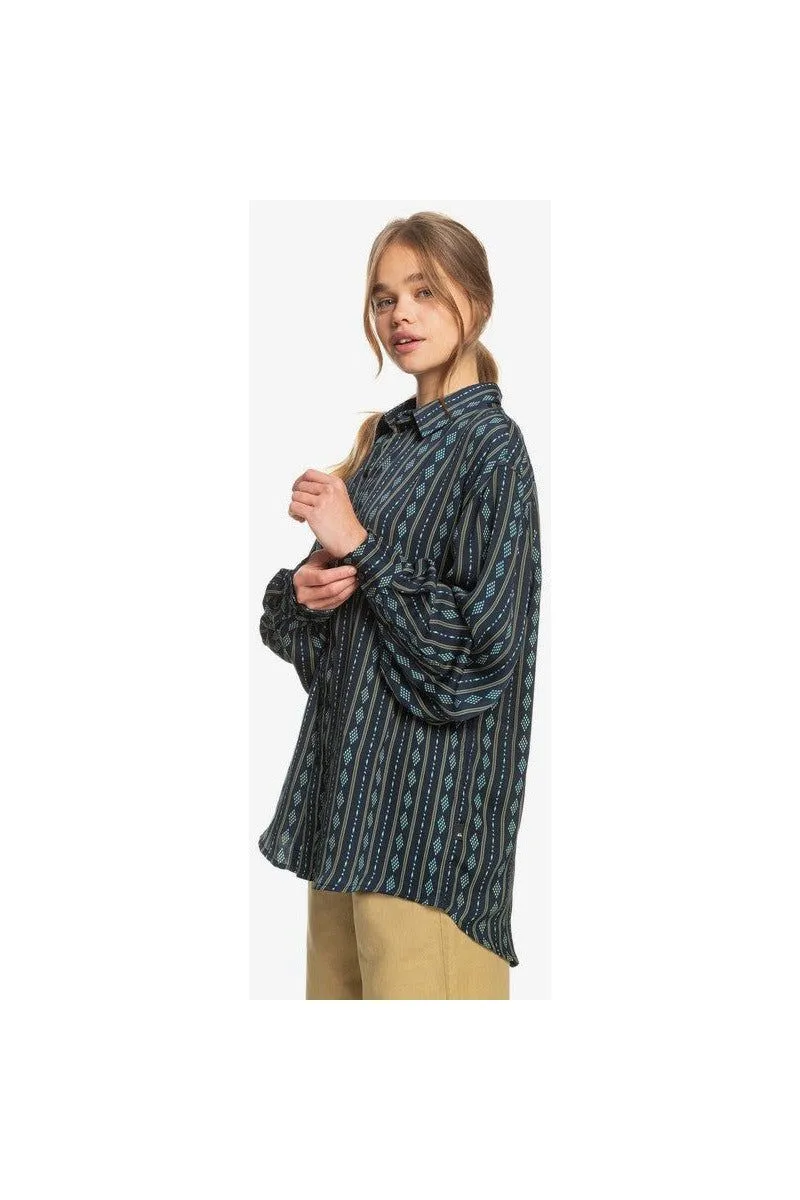 Quiksilver Diamond Stripe Long Sleeve Navy Shirt