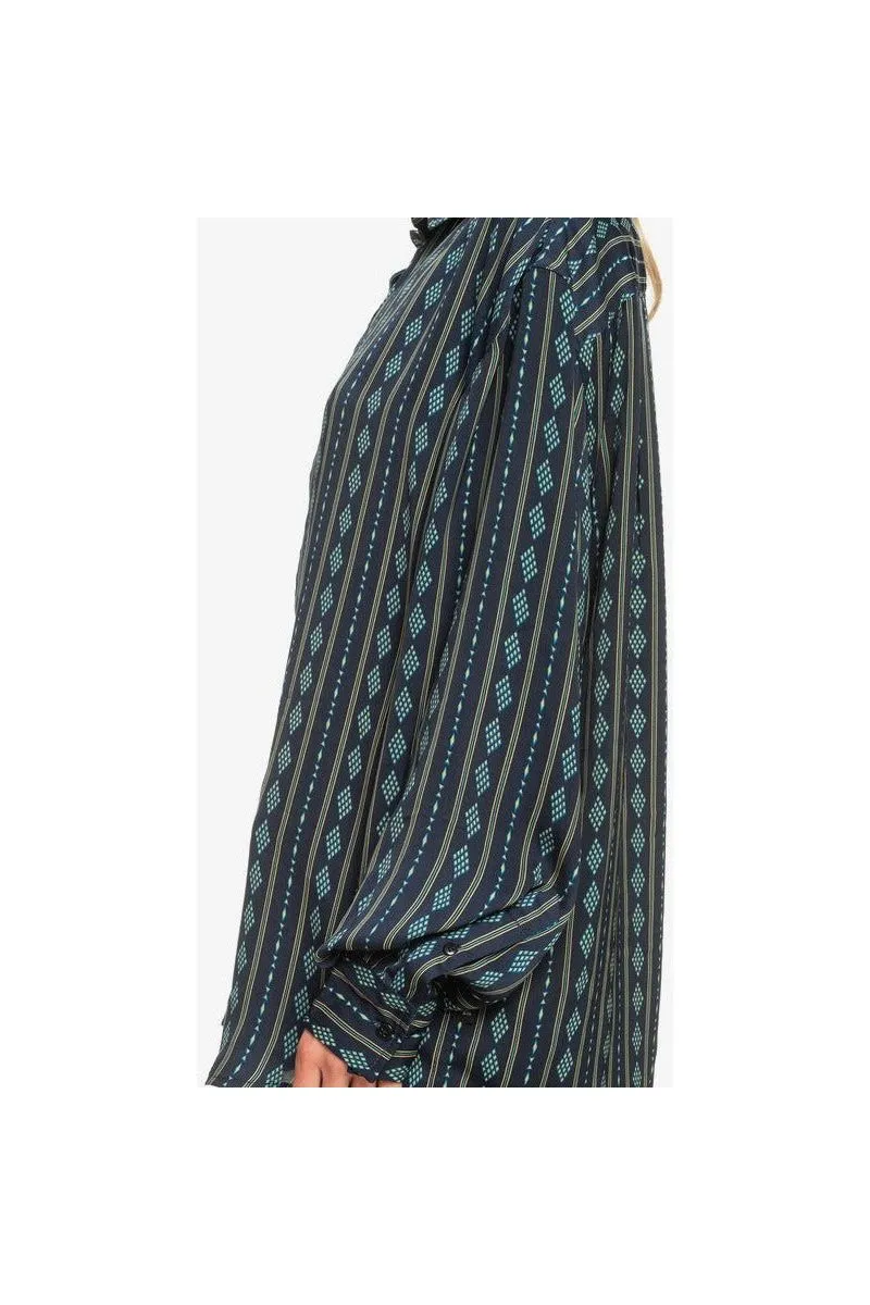 Quiksilver Diamond Stripe Long Sleeve Navy Shirt