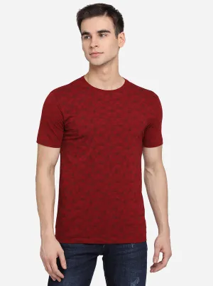 Red Printed Slim Fit T-Shirt | JadeBlue
