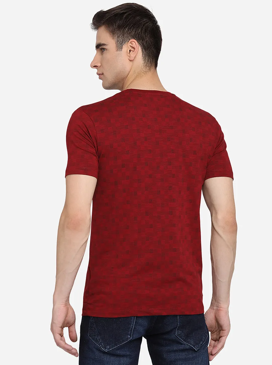 Red Printed Slim Fit T-Shirt | JadeBlue