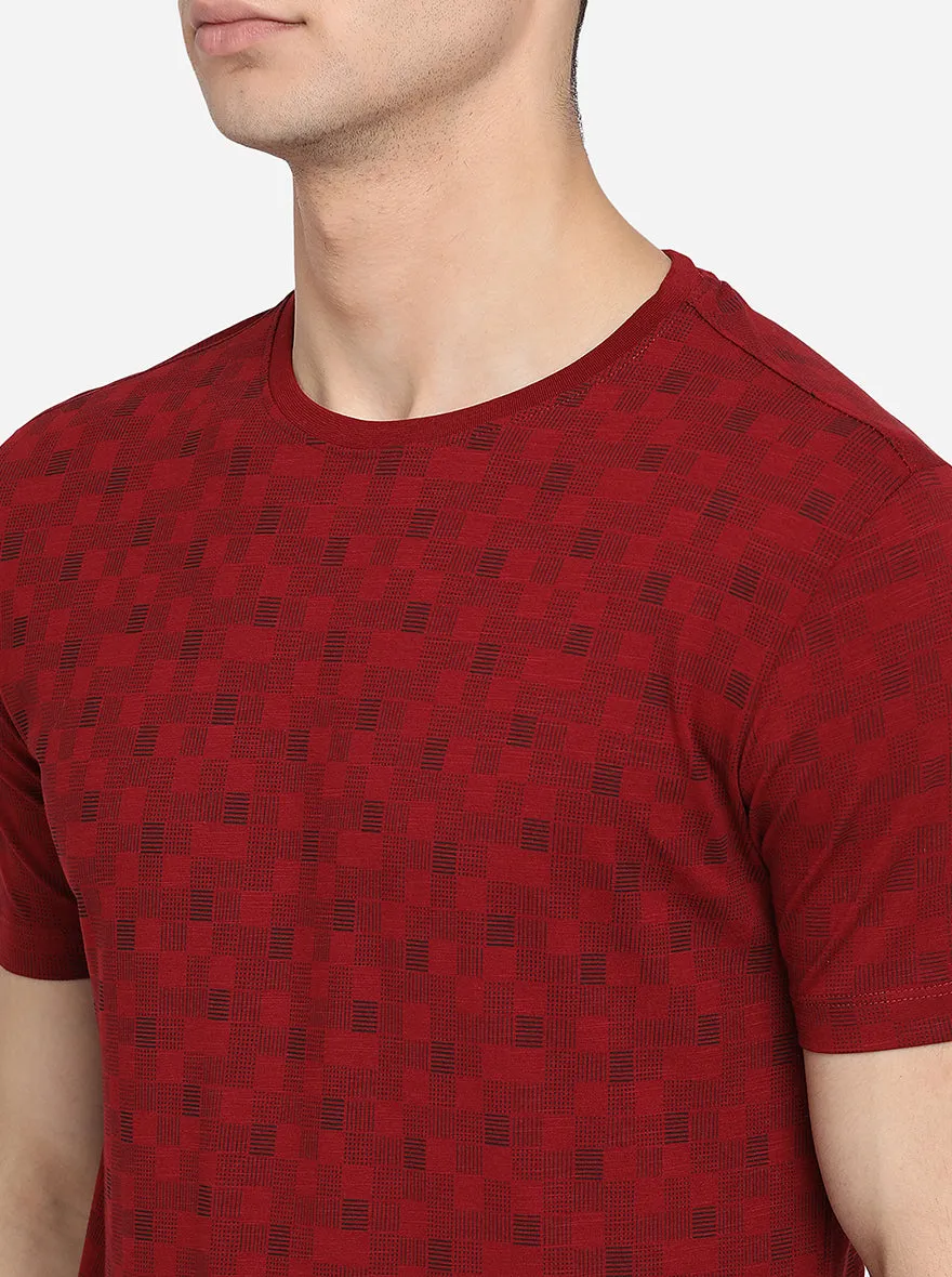 Red Printed Slim Fit T-Shirt | JadeBlue