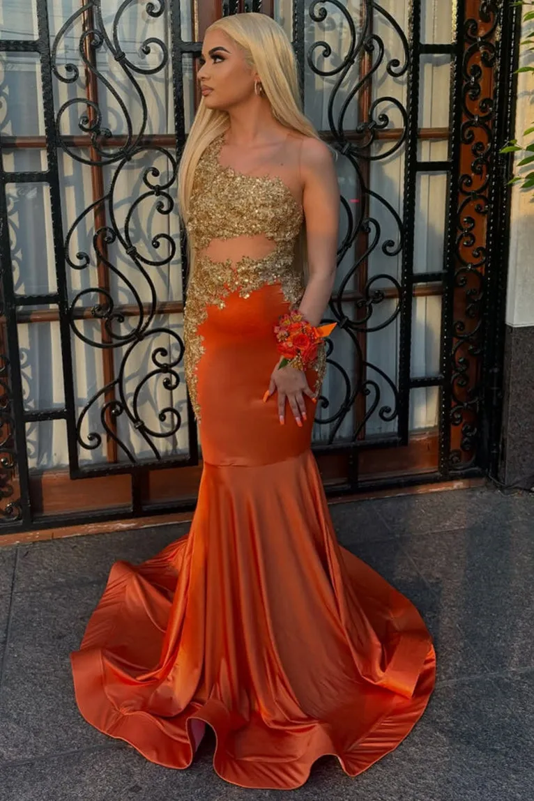 Red Satin Mermaid Column Gold Beaded Sleeveless Long Prom Dresses