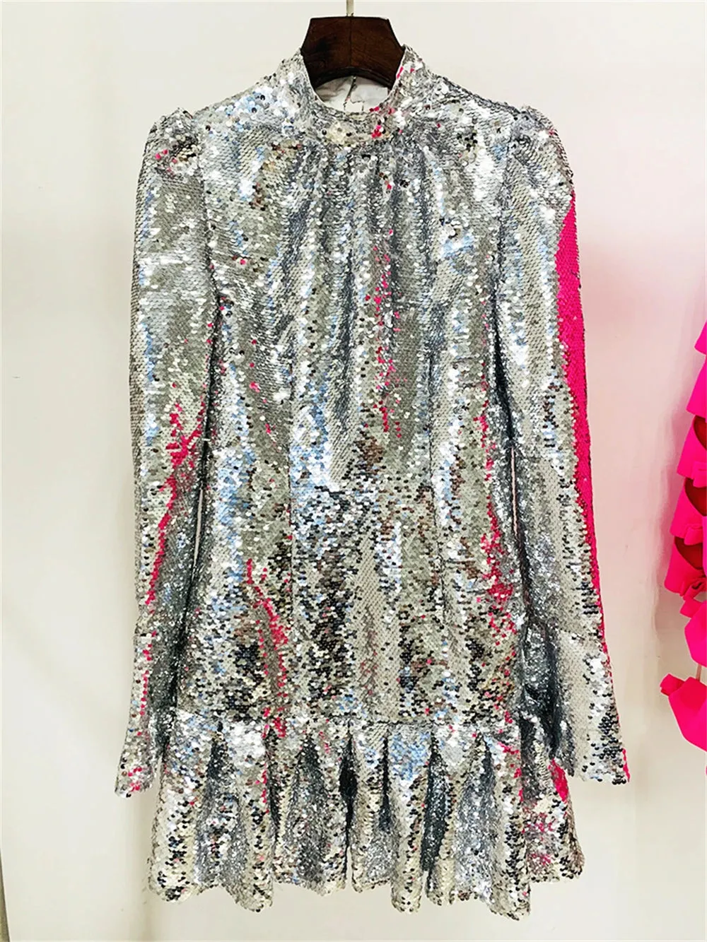 Reflective Sequined Mini Dress