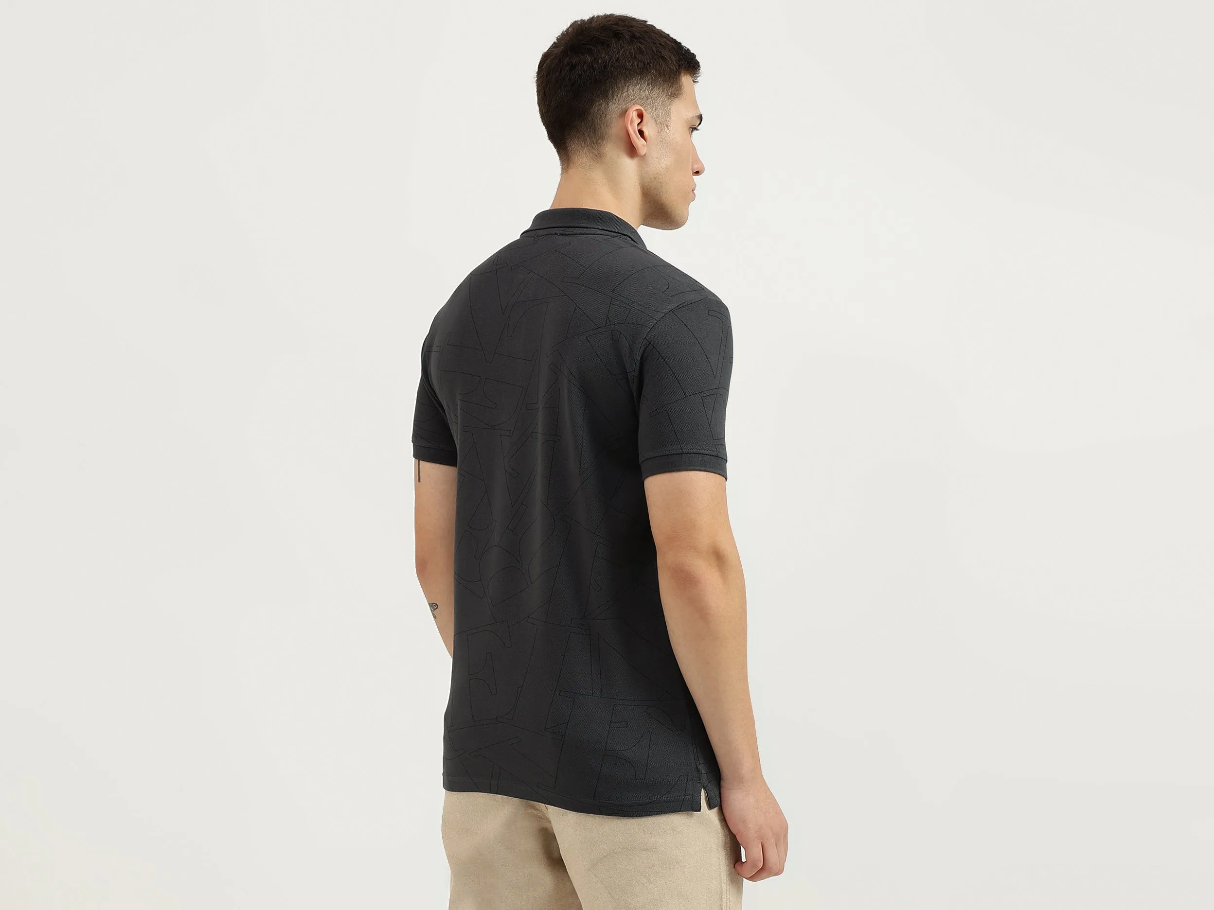 Regular Fit Polo Neck Printed T-Shirt