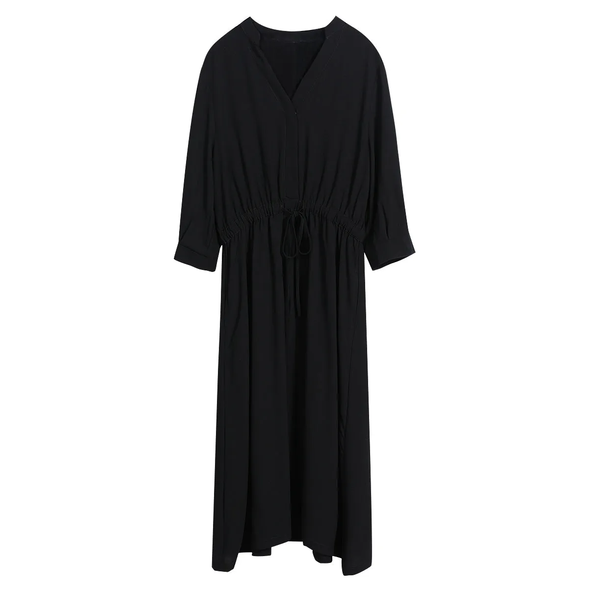 Relaxed-Fit Calf-Length Dress for Women in Elegant French Style