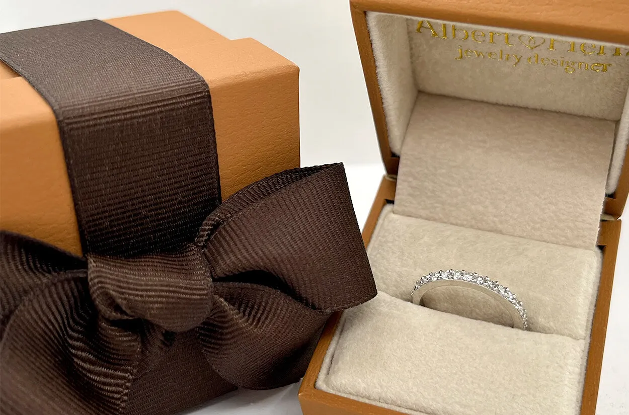 Ring 18kt White Gold Half Diamond Band 0.50 carats