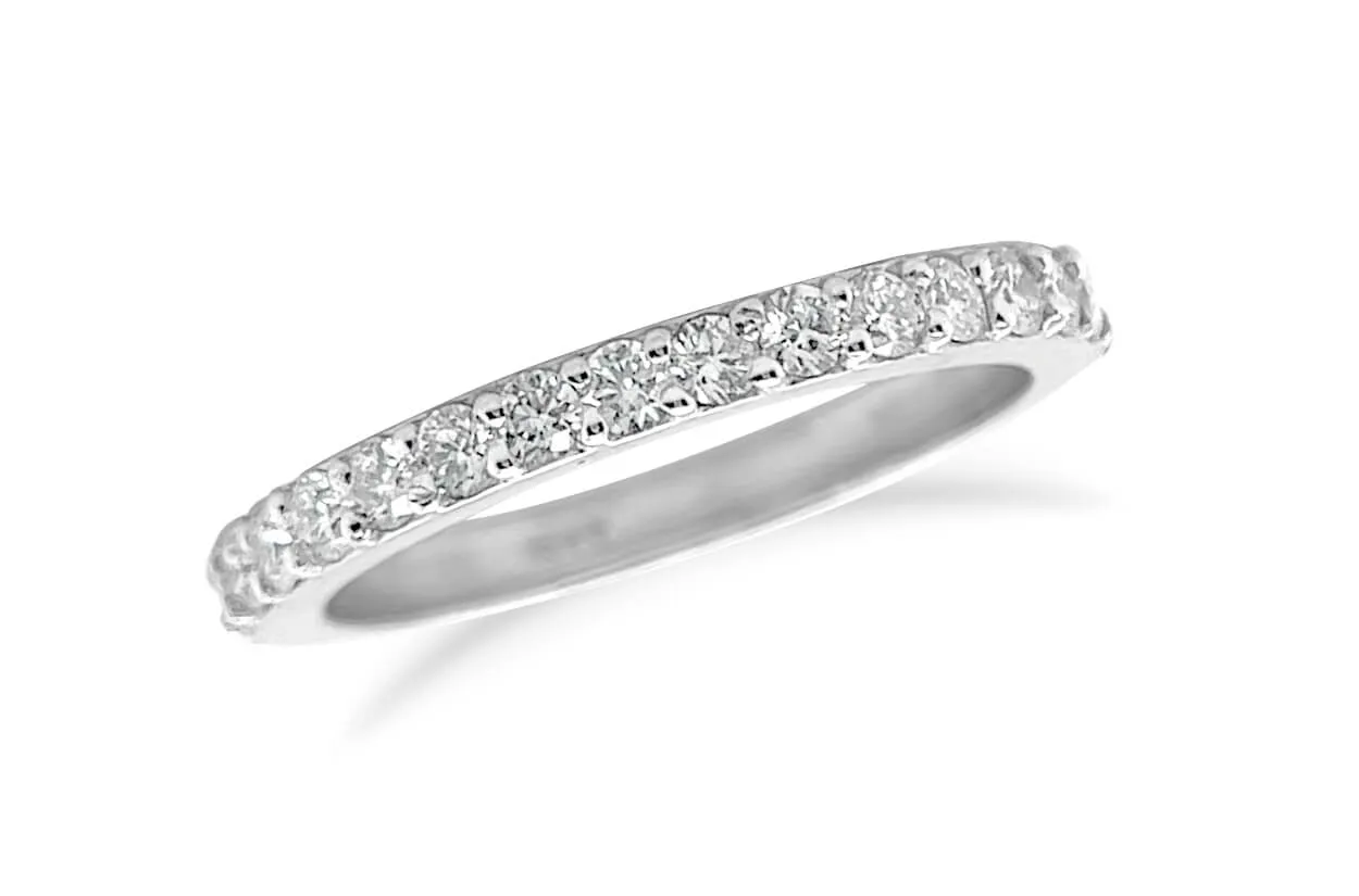 Ring 18kt White Gold Half Diamond Band 0.50 carats