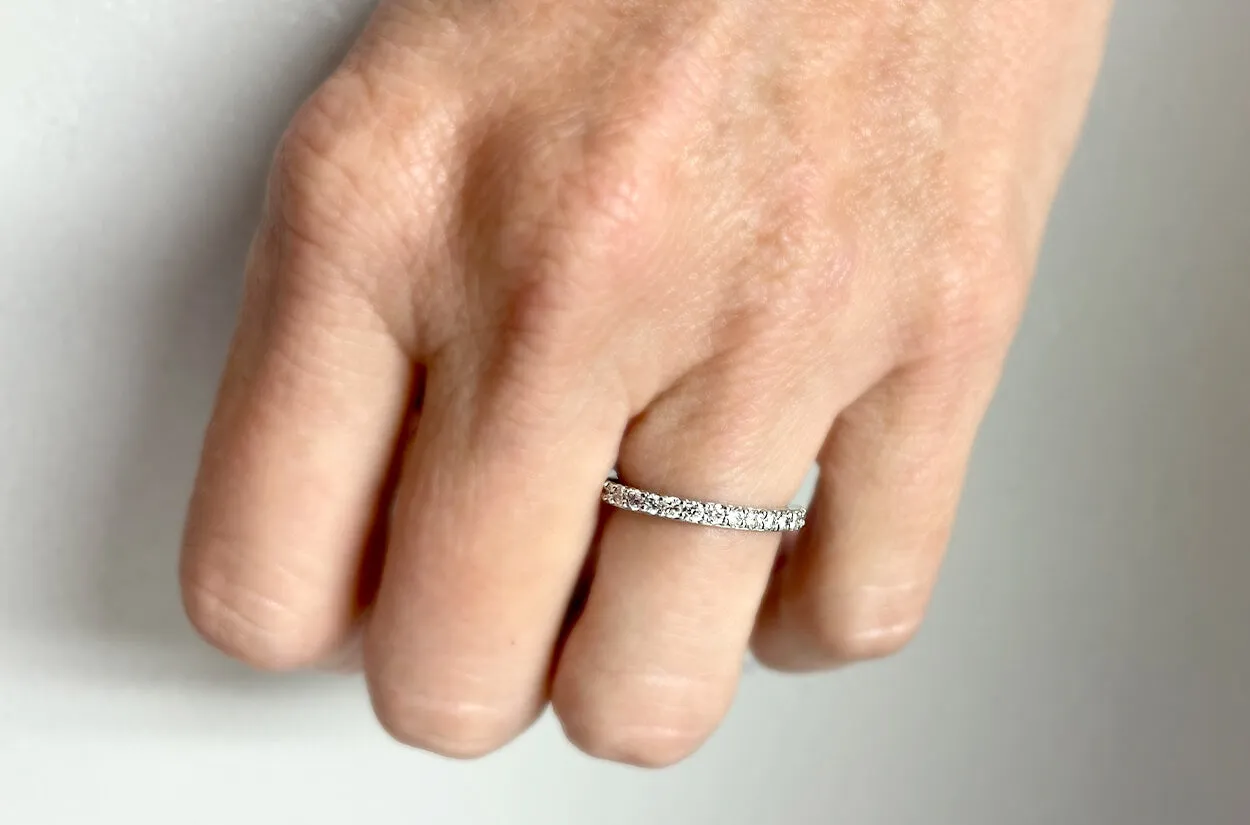 Ring 18kt White Gold Half Diamond Band 0.50 carats