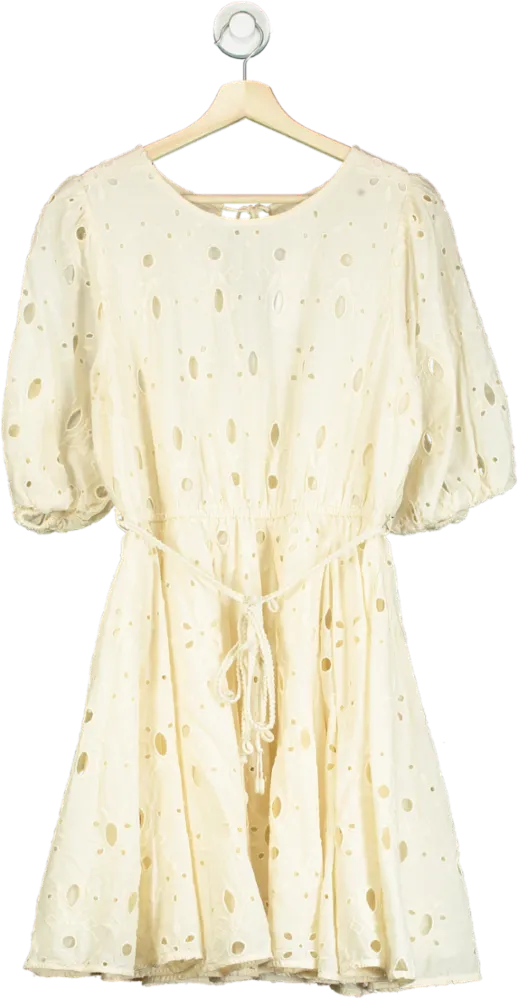 River Island Cream Eyelet Dress UK 14