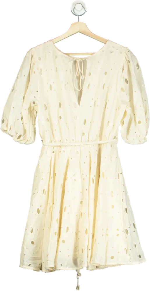 River Island Cream Eyelet Dress UK 14