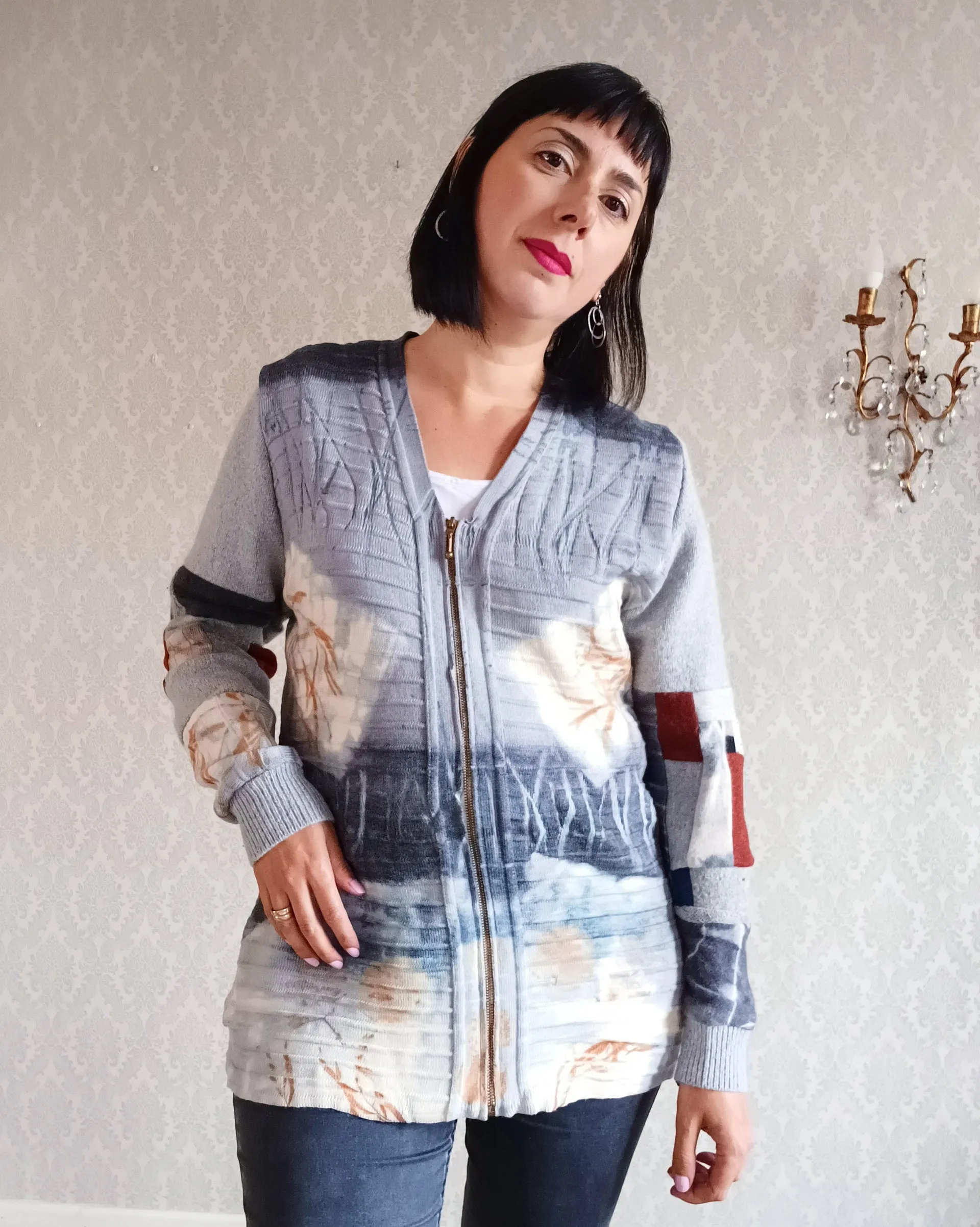 Rivers & Reeds Eco Print Long Cashmere Cardigan - Hand Dyed