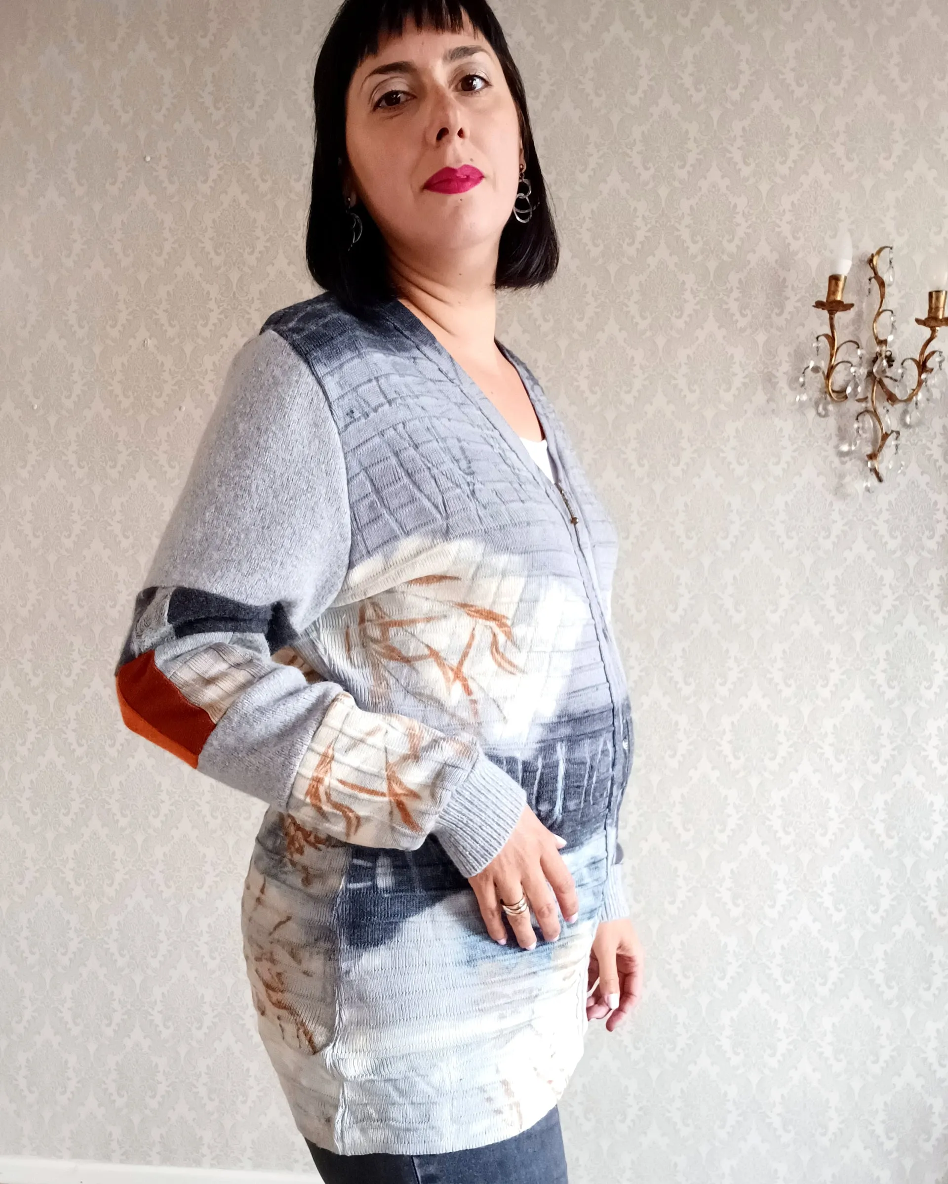Rivers & Reeds Eco Print Long Cashmere Cardigan - Hand Dyed