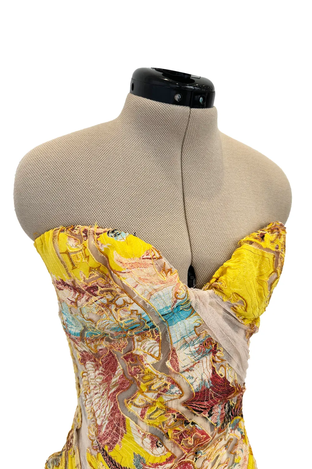 Roberto Cavalli Spring 2003 Yellow Corset & Red Sequin Mini