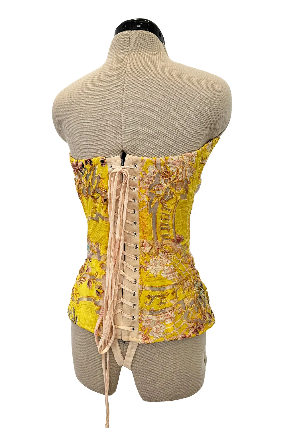 Roberto Cavalli Spring 2003 Yellow Corset & Red Sequin Mini