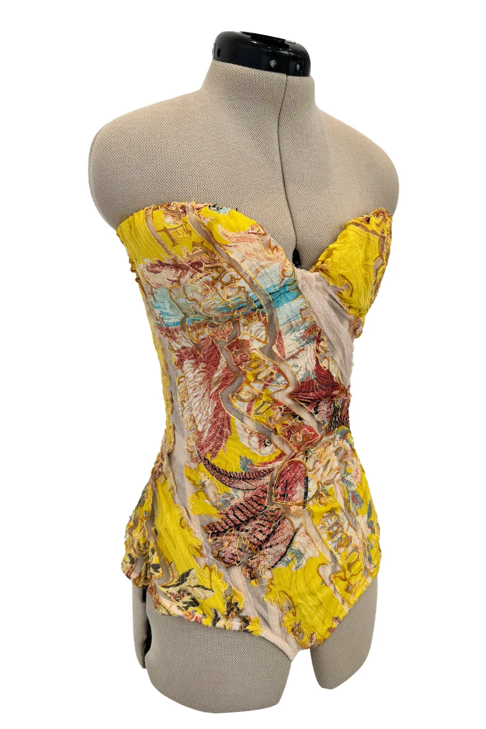 Roberto Cavalli Spring 2003 Yellow Corset & Red Sequin Mini