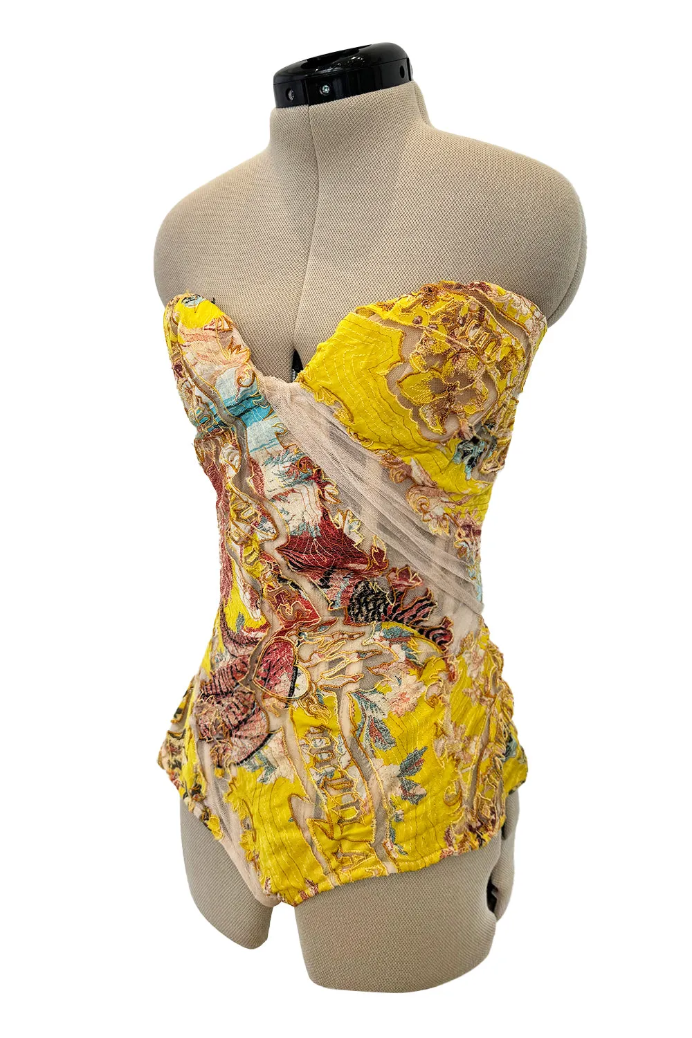 Roberto Cavalli Spring 2003 Yellow Corset & Red Sequin Mini