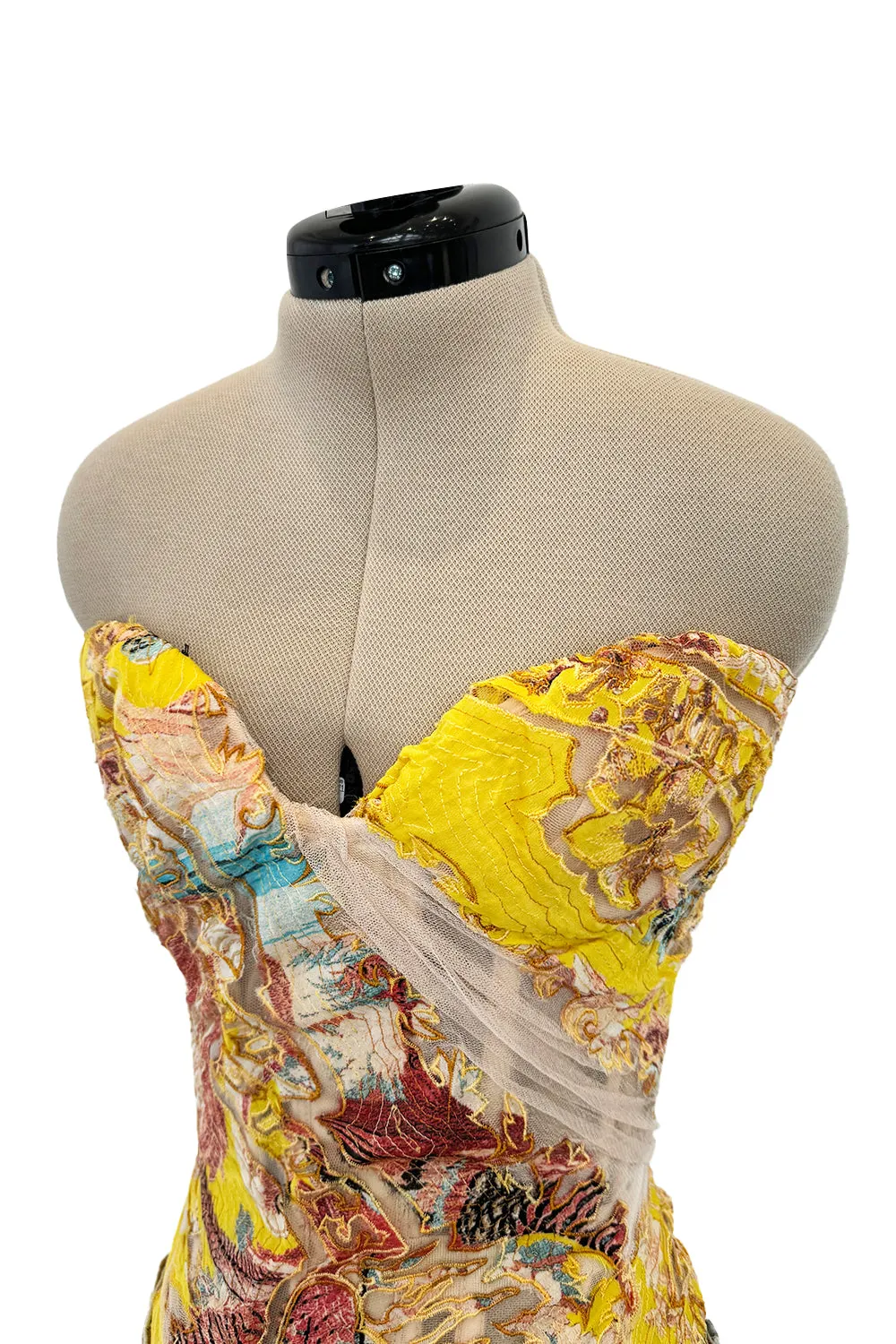 Roberto Cavalli Spring 2003 Yellow Corset & Red Sequin Mini