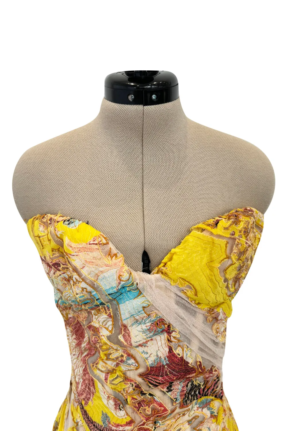 Roberto Cavalli Spring 2003 Yellow Corset & Red Sequin Mini