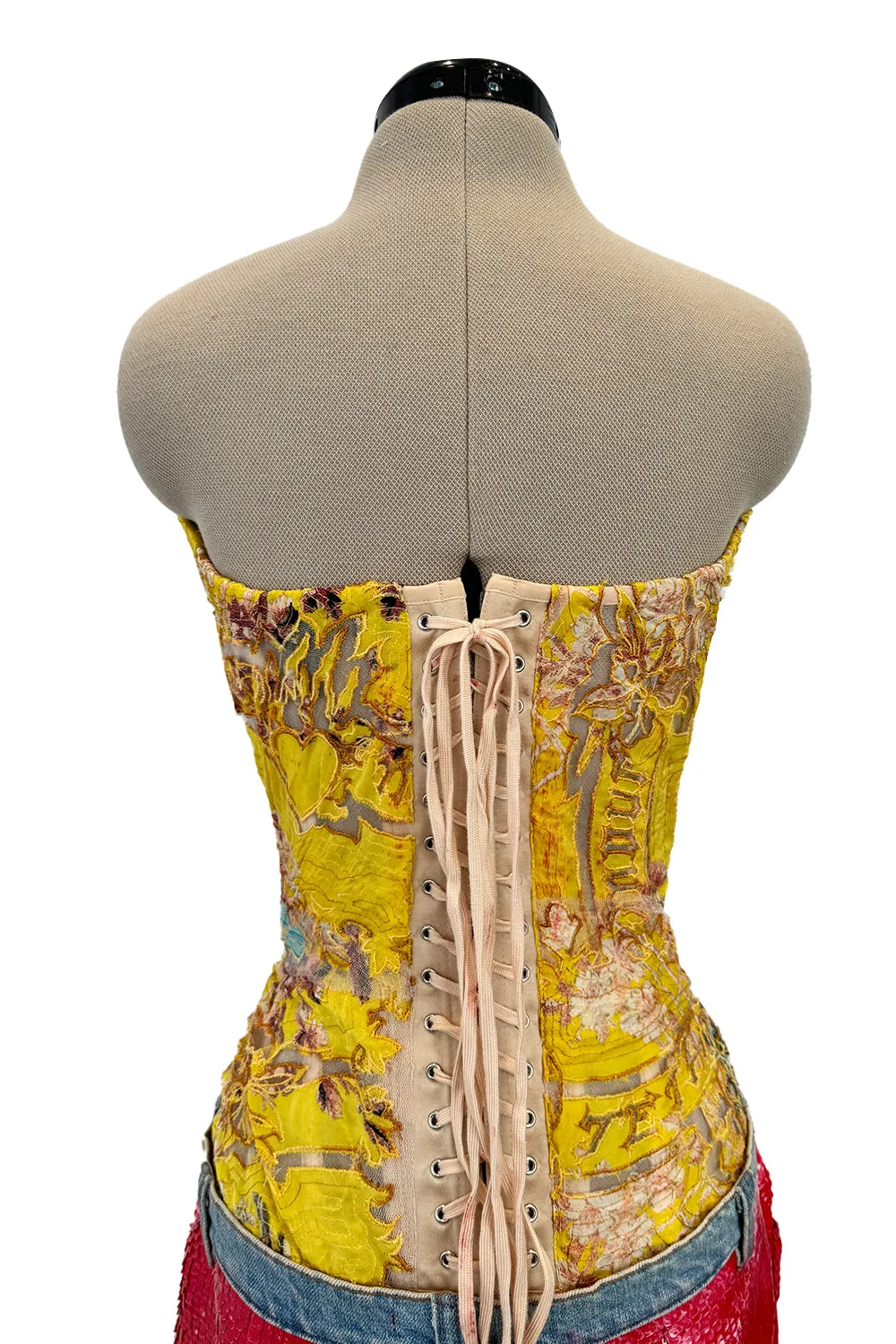 Roberto Cavalli Spring 2003 Yellow Corset & Red Sequin Mini
