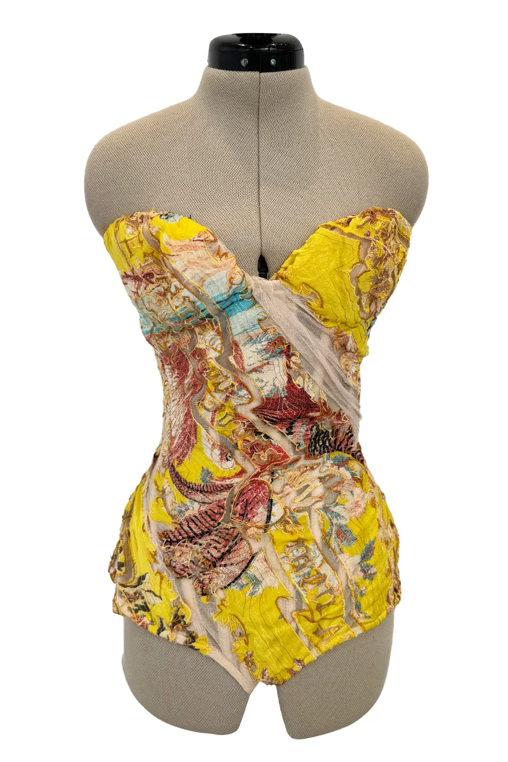Roberto Cavalli Spring 2003 Yellow Corset & Red Sequin Mini