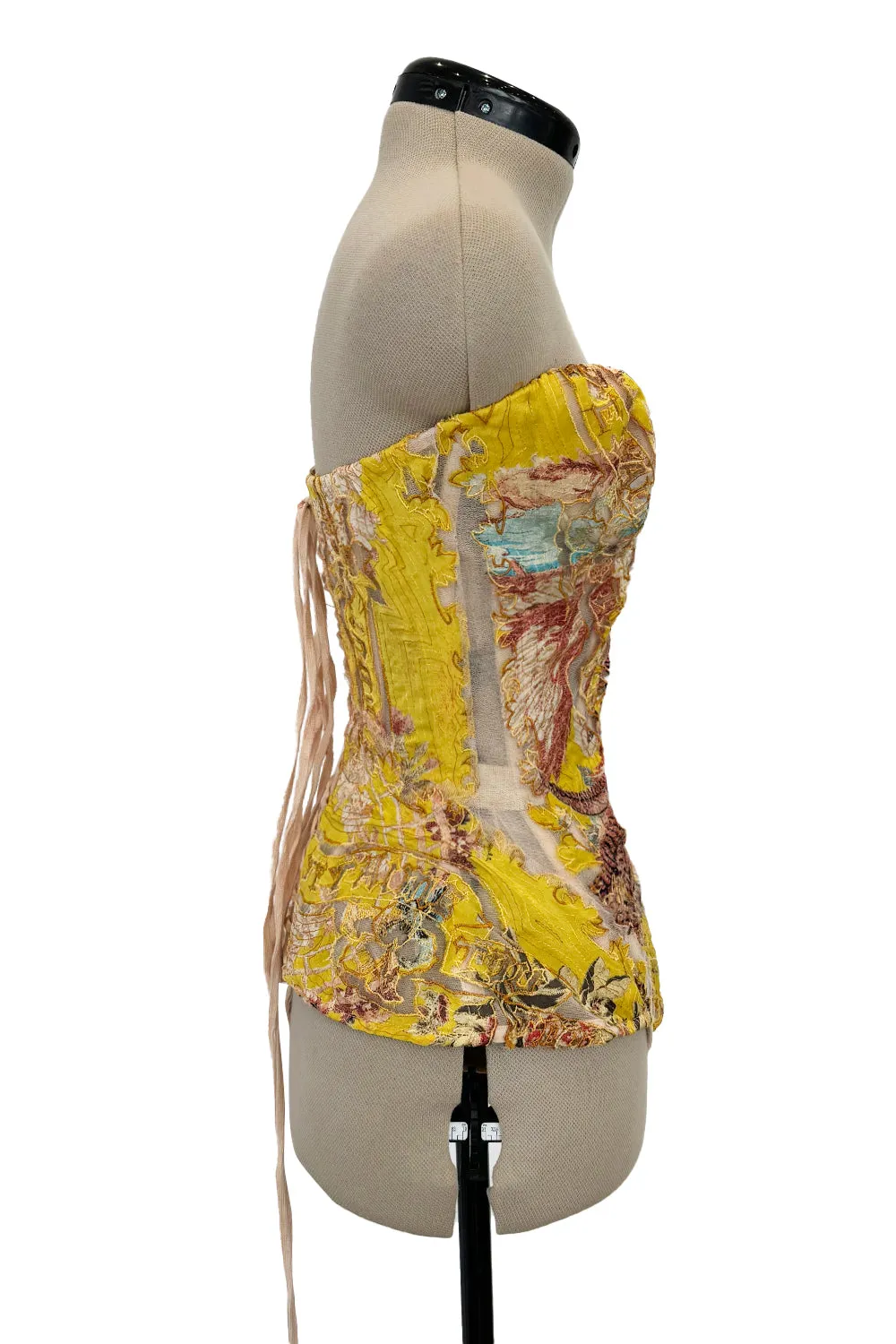 Roberto Cavalli Spring 2003 Yellow Corset & Red Sequin Mini
