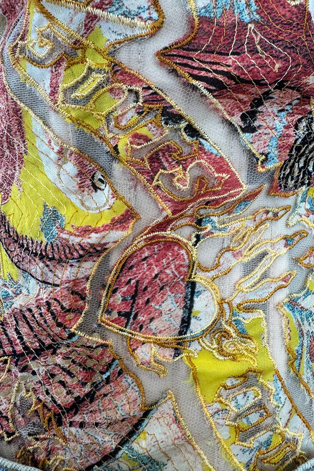 Roberto Cavalli Spring 2003 Yellow Corset & Red Sequin Mini