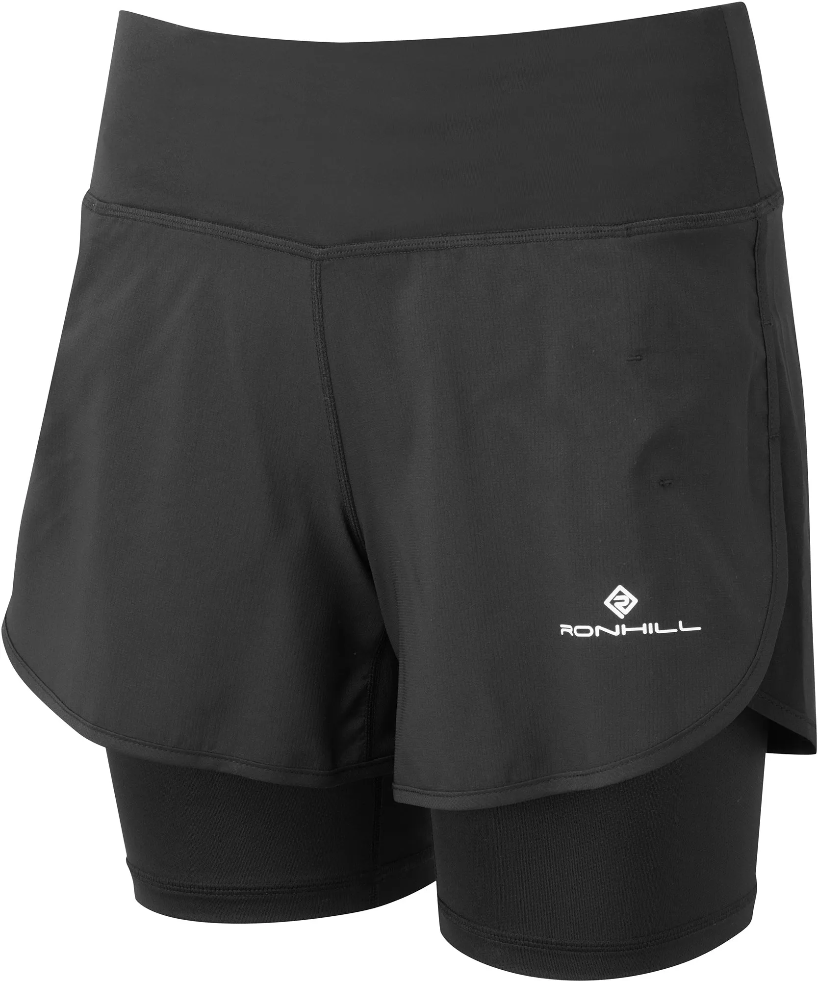 Ronhill Tech 4.5 Inch Twin 2 in 1 Womens Running Shorts - Black