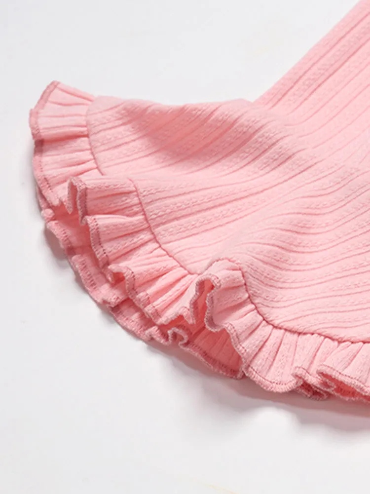 Rosy Ruffle Lace-Up Top