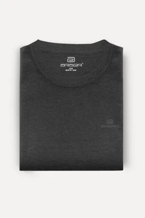 Round Neck - Charcoal Melange Solid T-Shirt For Men | Ariser