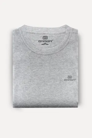 Round Neck - Gray Melange Solid T-Shirt For Men | Ariser