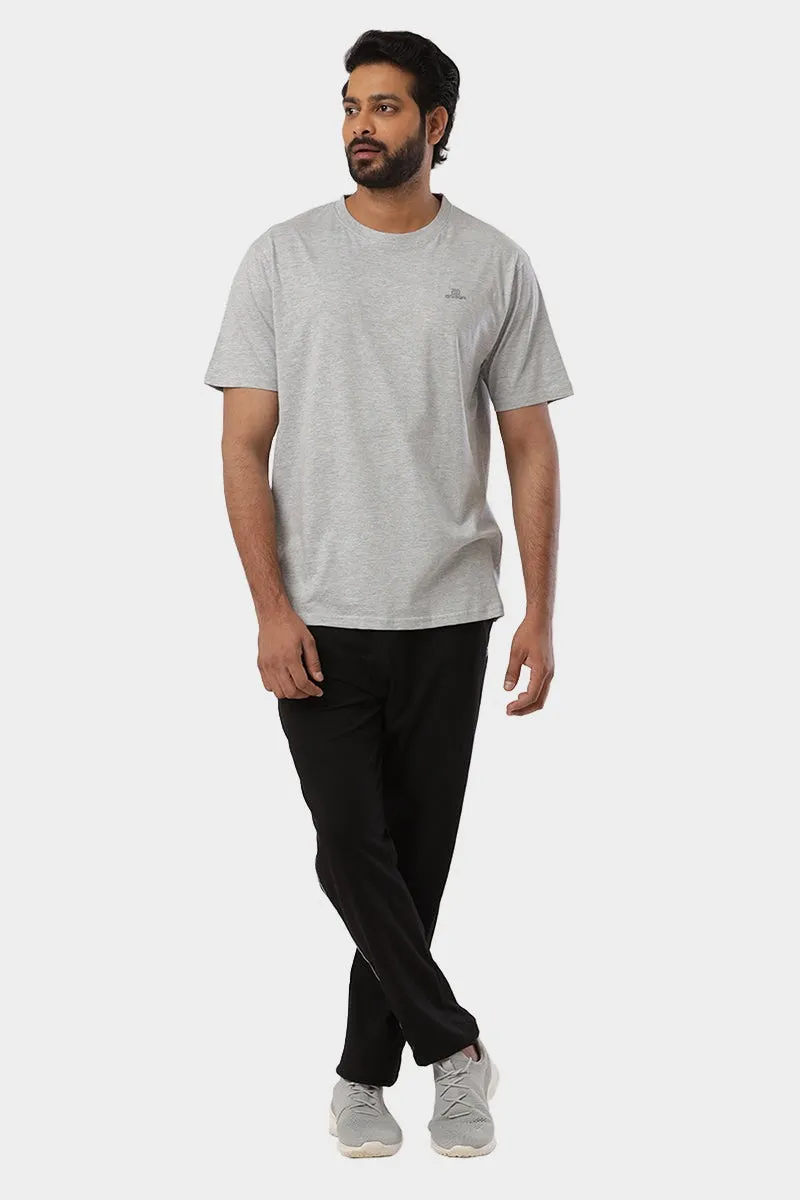 Round Neck - Gray Melange Solid T-Shirt For Men | Ariser