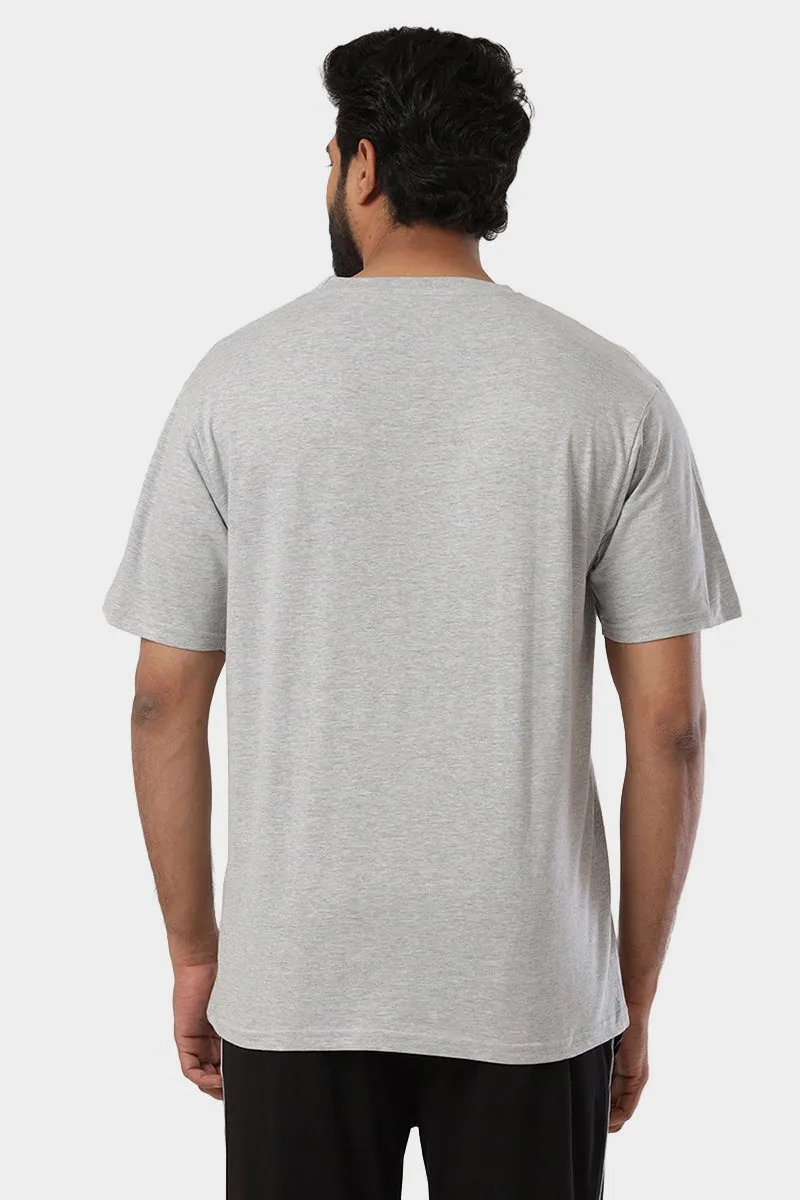 Round Neck - Gray Melange Solid T-Shirt For Men | Ariser