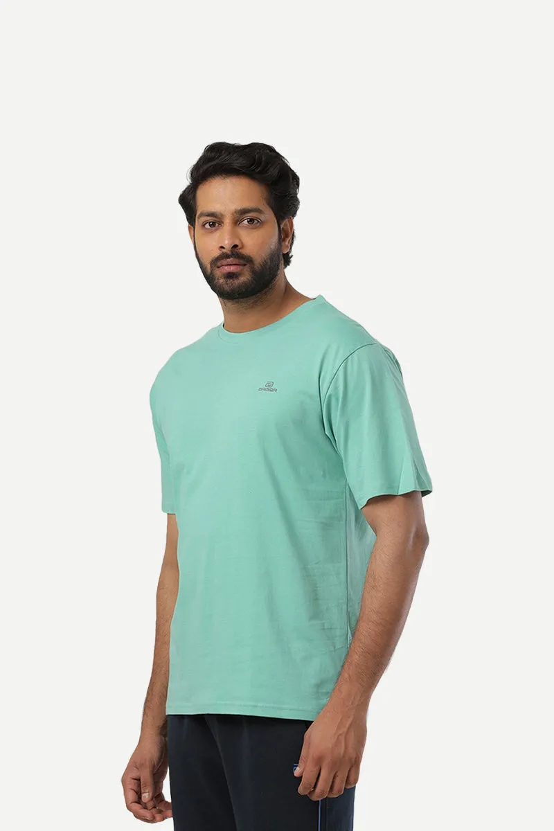 Round Neck - Light Green Solid T-Shirts For Men | Ariser