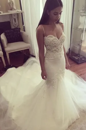 Roycebridal Elegant Wedding Dresses Trumpet/Mermaid Sweep/Brush Train Bridal Gown,MW451