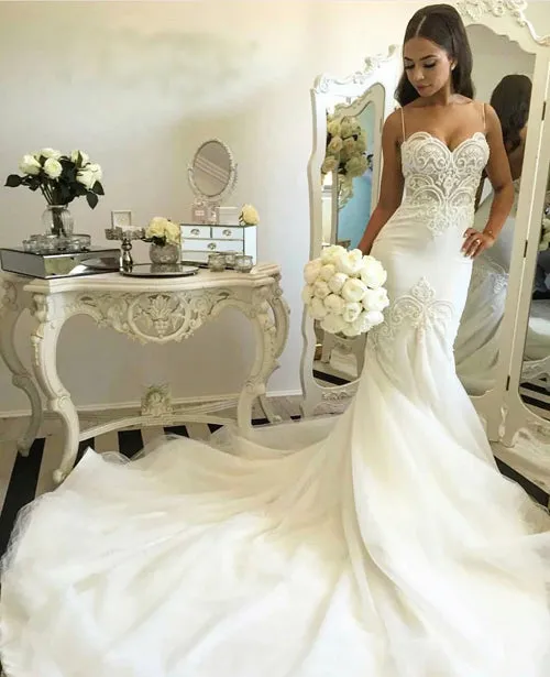 Roycebridal Elegant Wedding Dresses Trumpet/Mermaid Sweep/Brush Train Bridal Gown,MW451