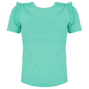 Ruffled Shoulder Crew-neck Chic Top