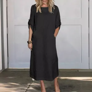 Sage | Relaxed Cotton-Linen Dress