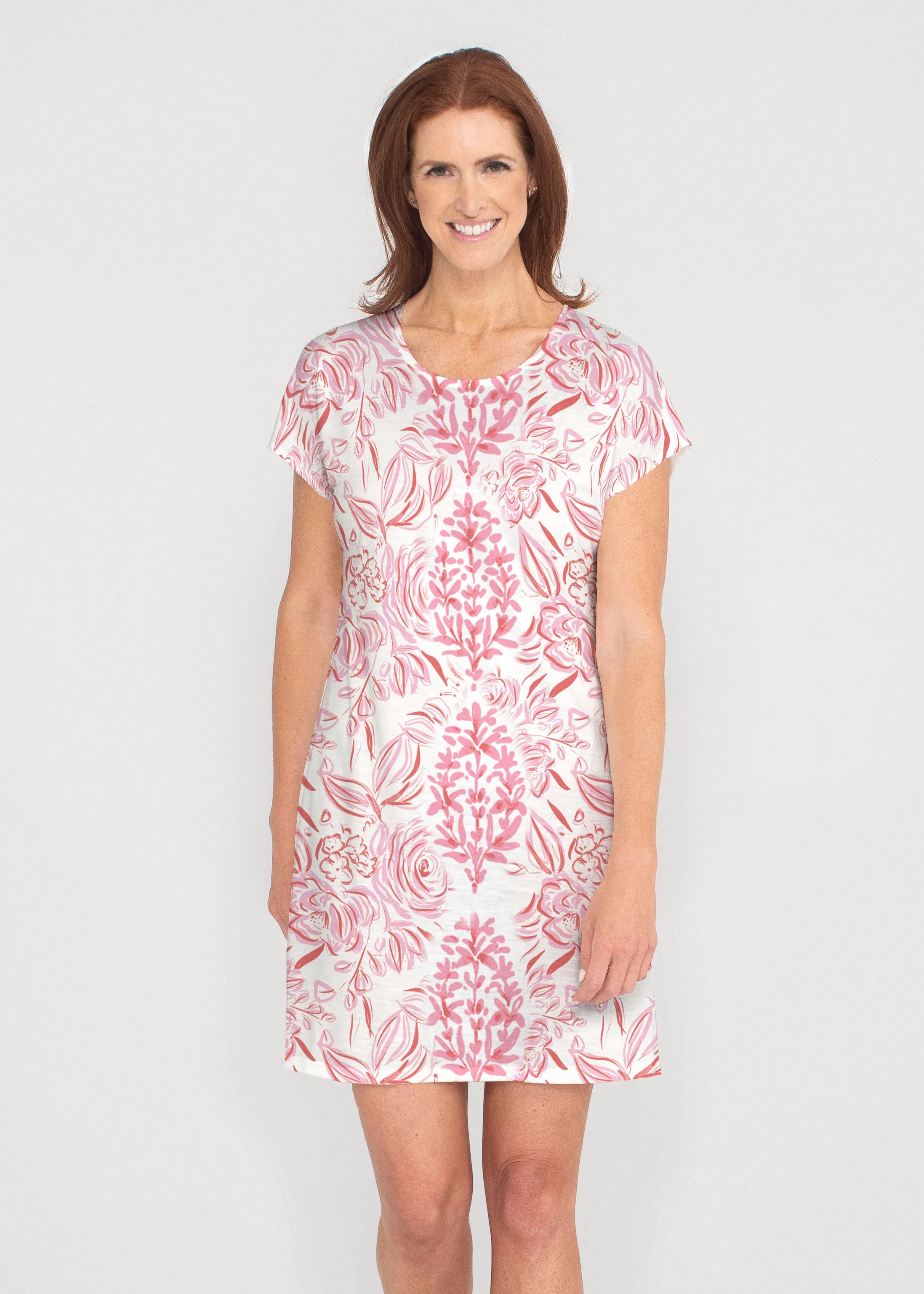 Scarlett (8052) ~ French Terry Short Sleeve Crew Dress