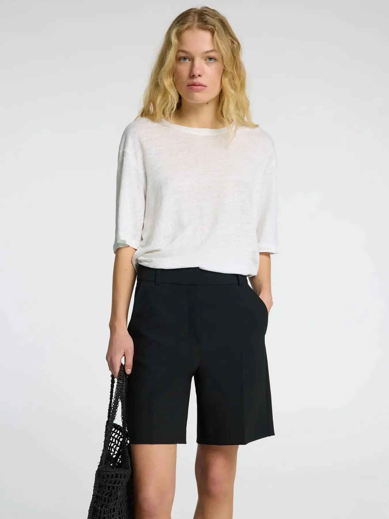 Selected Femme - T-shirt - White linen - Vilja