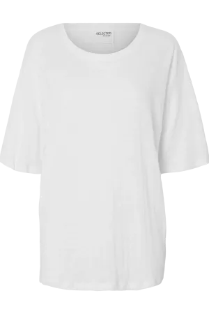 Selected Femme - T-shirt - White linen - Vilja