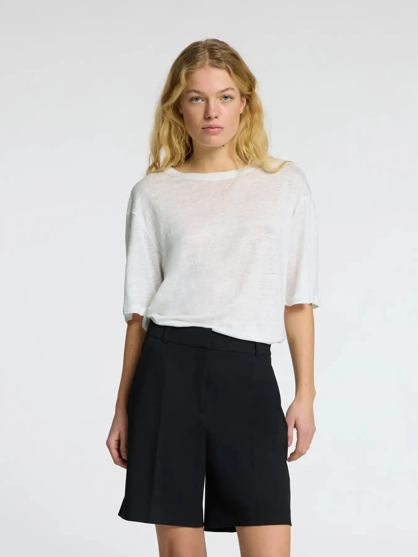 Selected Femme - T-shirt - White linen - Vilja