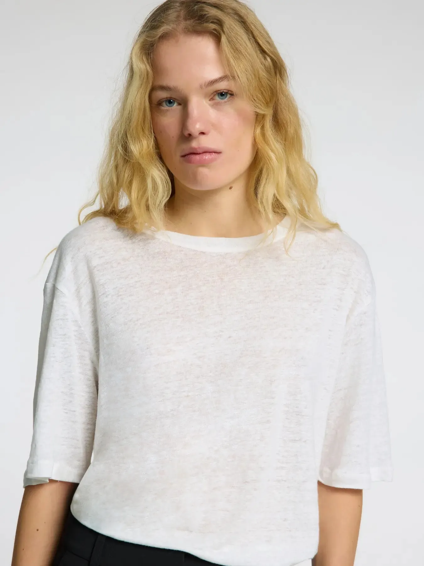 Selected Femme - T-shirt - White linen - Vilja