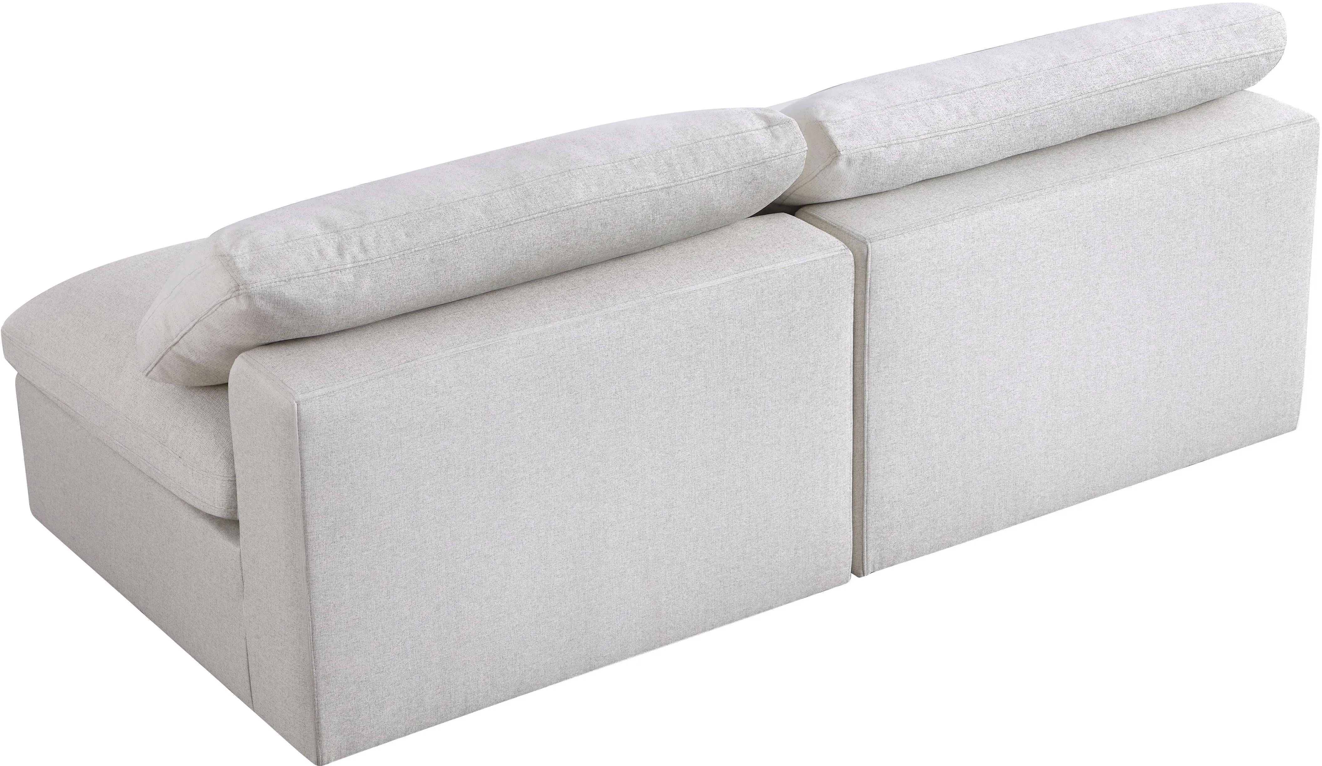 Serene Cream Linen Fabric Deluxe Cloud Modular Armless Sofa