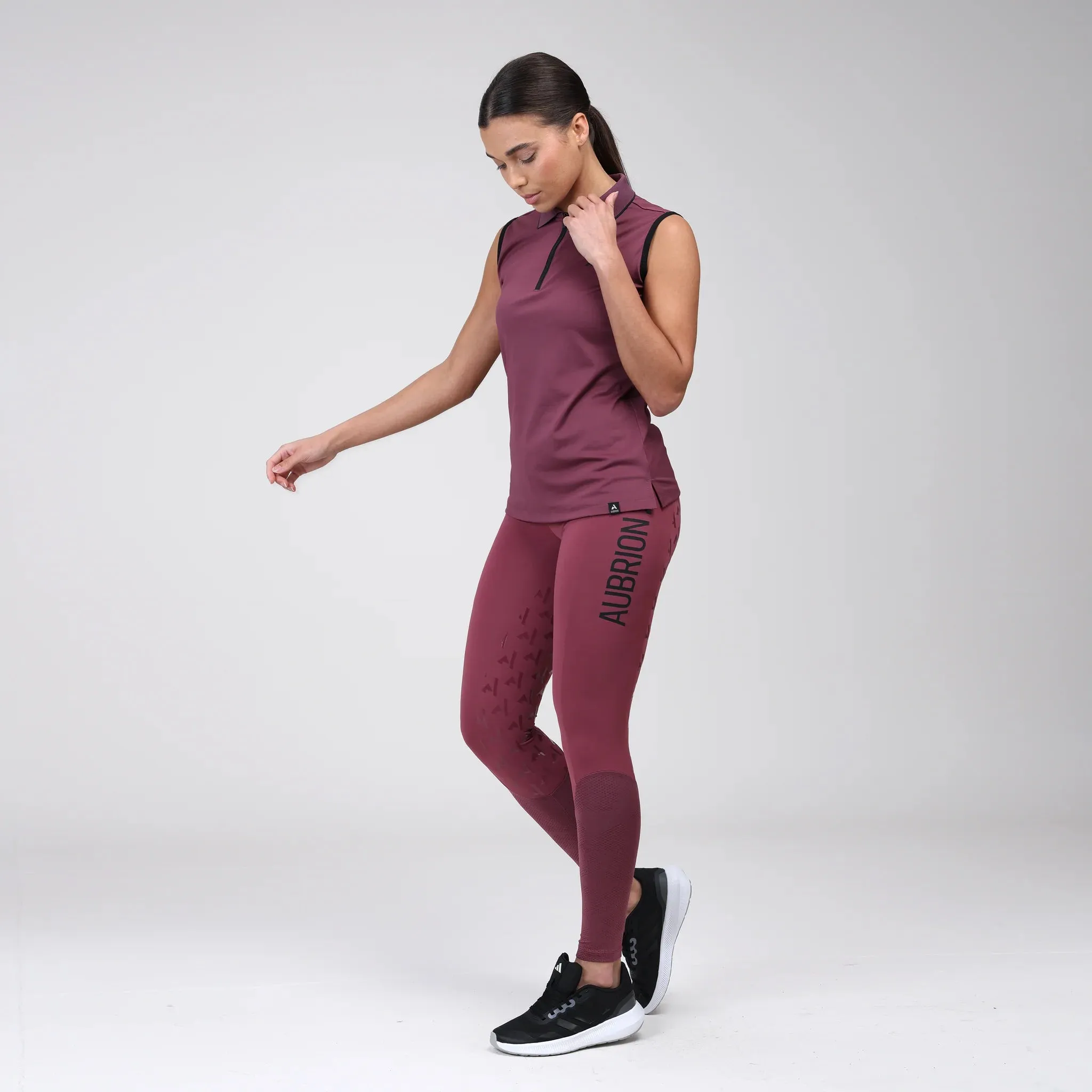 Shires Mauve Aubrion React Ladies Sleeveless Tech Polo