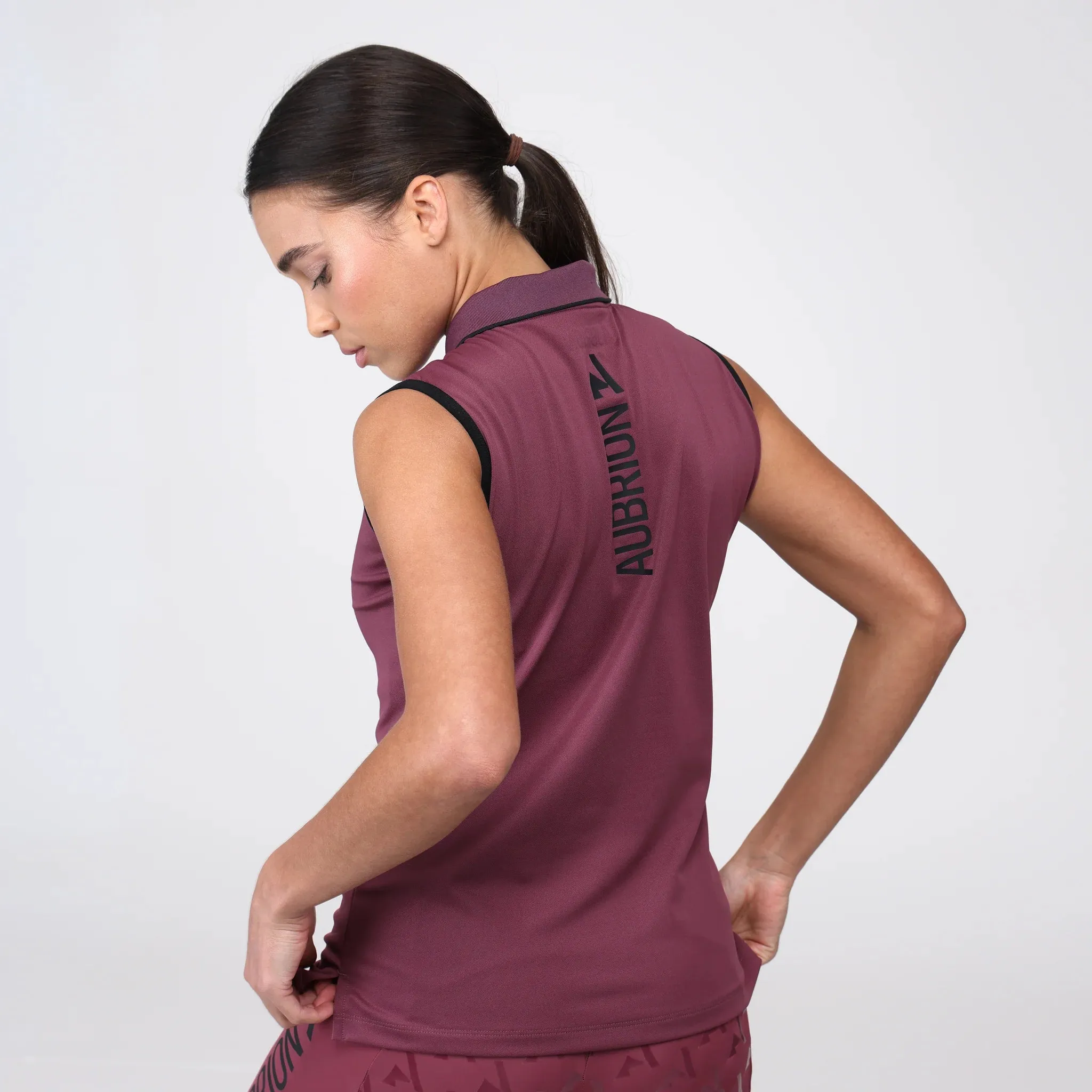 Shires Mauve Aubrion React Ladies Sleeveless Tech Polo